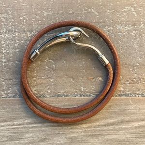Genuine Hermes Leather & Palladium Cuff